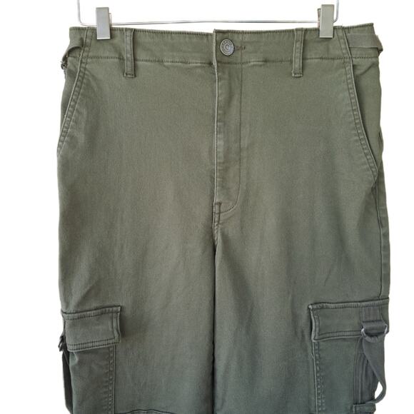 EXPRESS High Waisted Cargo Jogger Pant Size 8 Long Olive Army Green Utility - Picture 6 of 8